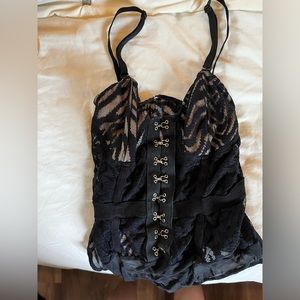 Black bodysuit with clasp closure size XS